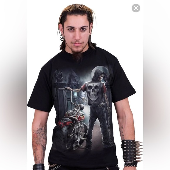 Black Motorcycle Biker Grim Reaper Skull Skeleton - Picture 12 of 12